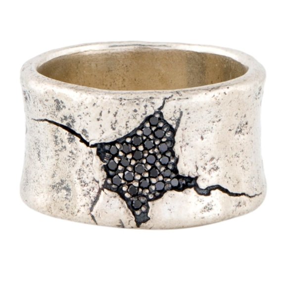John Varvatos Other - JOHN VARVATOS DIAMOND &STERLING SILVER CRACK BAND RING